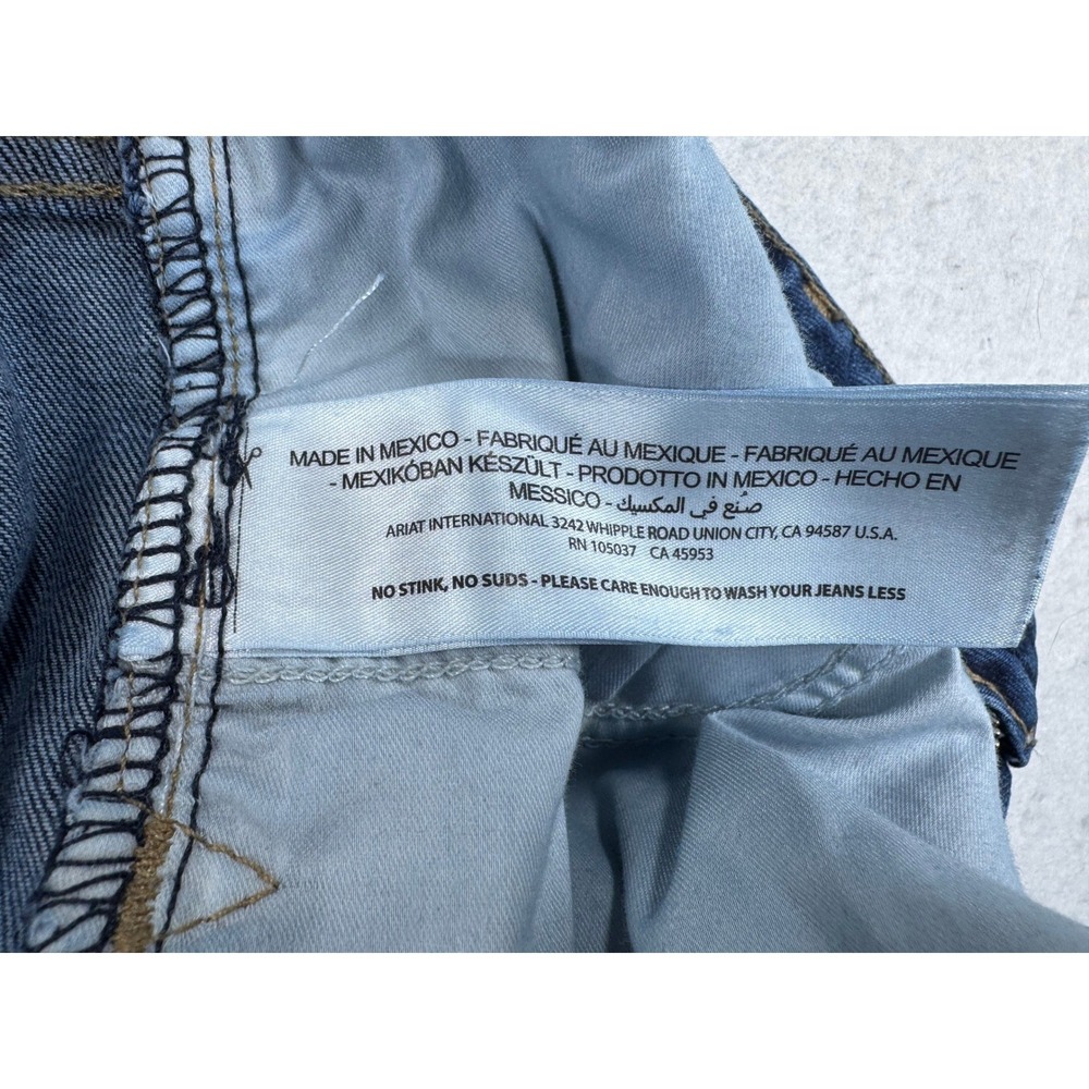 Ariat High Rise Flare Jeans‎ Premium Italian Denim Medium Wash Raw Hem 33L - Picture 6 of 16